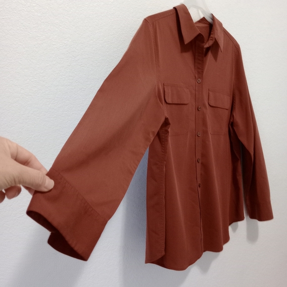 Chico's Women's Button Down Shirt Deep Burnt Orange size 2 - Picture 8 of 11